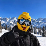 Funny Knit Ski Mask Food Print Balaclava Yellow Man Funny Design Windproof Stretch Outdoor Cycling Skiing Snowboard Face Cover
