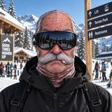 3D Print Old Man Balaclava Full Coverage Breathable Eye Hole Winter Mask Cover Stretch White Mustache Headwear Unisex Face Mask