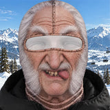3D Print Old Man Balaclava Full Coverage Breathable Eye Hole Winter Mask Cover Stretch White Mustache Headwear Unisex Face Mask