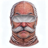 3D Print Old Man Balaclava Full Coverage Breathable Eye Hole Winter Mask Cover Stretch White Mustache Headwear Unisex Face Mask